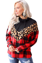 Chevron Plaid Leopard Patchwork Turtleneck Sweatshirt