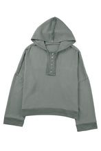 Casual Button Solid Patchwork Trim Hoodie