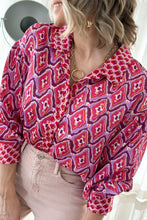 Rose Abstract Print Button Up Long Sleeve Shirt