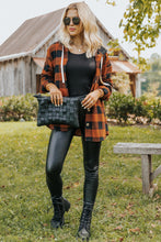 Gold Flame Buffalo Plaid Drawstring Hooded Shacket