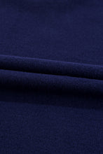 Navy Blue Solid Fleece Lined Drop Shoulder High Low Sweatshirt