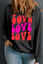 Black LOVE LOVE LOVE Valentines Graphic Plus Size Sweatshirt