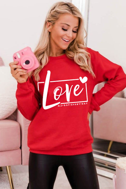 Heart Shaped Embroidered Pullover Sweatshirt