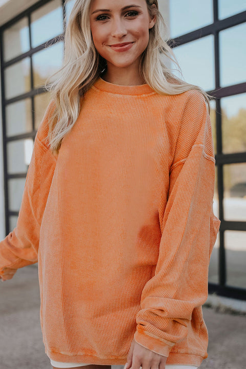 Sudadera oversize con cordón de canalé JOLENE naranja 