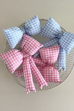 Pink Gingham Puffer Bow Knot Bag Pendant Keychain