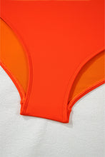 Orange Ruffled Trim Knotted High Waist Plus Size Bikini Set