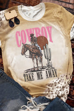 Khaki Western Cowboy TAKE ME AWYA Bleached Graphic T Shirt