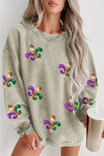 Green Glitter Mardi Gras Symbol Corded Baggy Sweatshirt