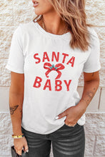 Camiseta blanca con gráfico de lazo de regalo de SANTA BABY