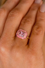 Pink Square Gem Insert Alloy Ring