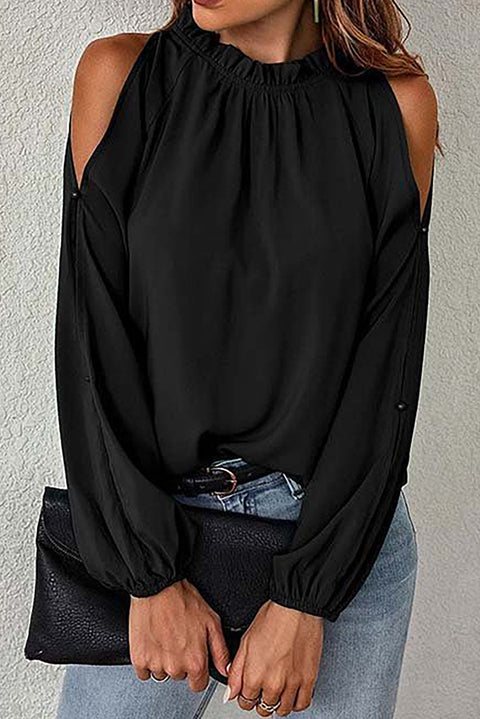 Cold Shoulder Bishop Sleeve Blouse