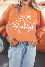 Orange Pumpkin thankful Graphic Corded Thanksgiving Sweatshirt