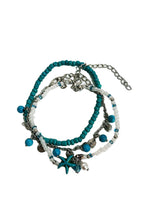 Light Blue Western Turquoise Beaded Multi Layered Anklet