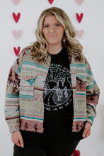 Plus Size Western Aztec Print Button up Jacket