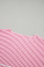 Pink Stripe Ribbed Loose Plus T Shirt