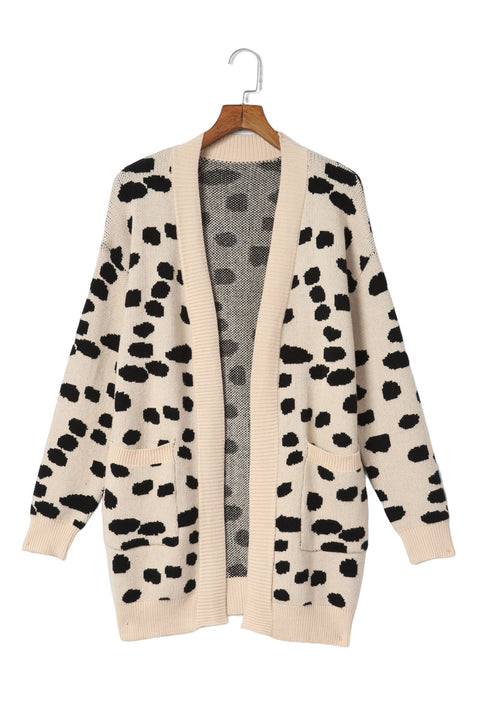 Animal Spotted Pattern Open Front Cardigan