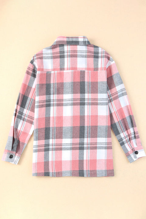 Pink Plaid Button Up Patch Pocket Shirt