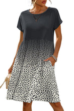 Dotted Contrast Casual Pocket T Shirt Dress