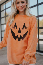 Sudadera con gráfico de cara sonriente de calabaza naranja