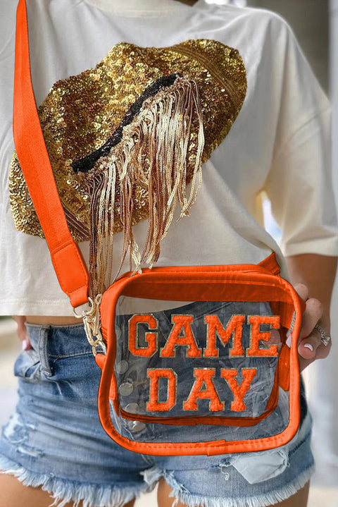 Orange GAME DAY Rugby Football Clear Shoulder Bag