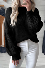 Parchment Cable Knit Sleeve Drop Shoulder Sweater