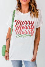 White Merry Christmas Crew Neck Graphic Tee