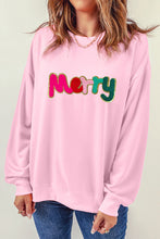 Pink Chenille Merry Graphic Christmas Sweatshirt