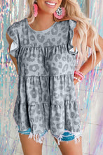 Print Flutter Sleeve Tiered Tank Top