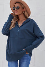 Batwing Sleeve Pocketed Henley Hoodie