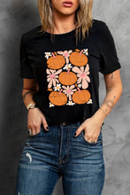 Black Pumpkin Flower Square Graphic Tee