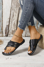 Black Toe Ring Flat Sandal Slippers