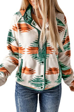 Gray Western Aztec Snap Buttoned Fleece Jacket