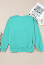 Aruba Blue Plain Drop Shoulder Crewneck Pullover Sweatshirt