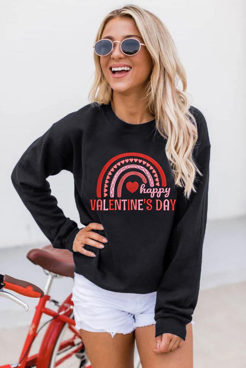 Heart Shaped Embroidered Pullover Sweatshirt