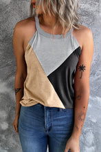 Light French Beige Geometric Color Block Sleeveless Top