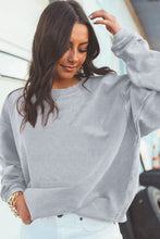 Light Grey Ribbed Corded Oversized Sweatshirt