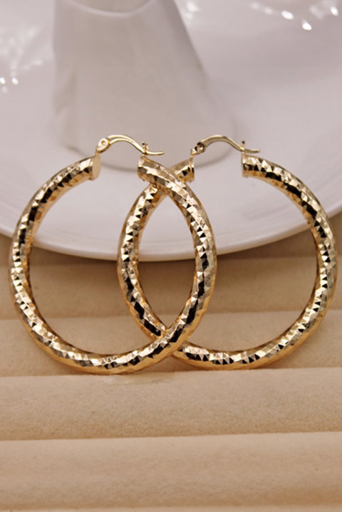 Gold Plated Diamond Cut Large Hoop Earrings