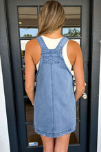 Dusk Blue Pocketed Adjustable Straps Denim Overall Dress