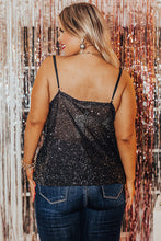 Plus Size Drape Neck Sequin Tank Top