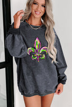 Gray Mardi Gras Symbol Heat Transfer Corded Pullover Sweatshirt