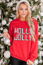 Red HOLLY JOLLY Dotty Letter Graphic Christmas Sweatshirt