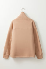 Light French Beige Drawstring Turtleneck Dolman Sleeve Sweatshirt