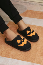 Black Halloween Pumpkin Face Graphic Plush Slippers