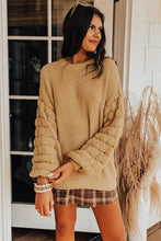 Hollowed Bubble Sleeve Knit Sweater