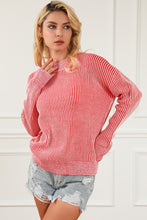 Striped Print Ribbed Trim Round Neck Sweater