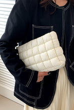 White Zipper Quilted Puffer Cosmetic Bag