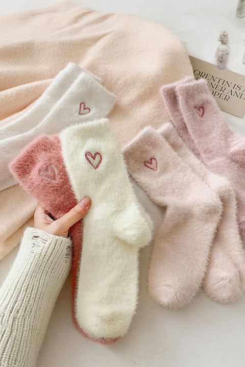 Gossamer Pink Valentines Day Heart Shape Thick Soft Socks