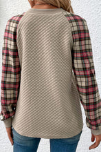 Apricot Plaid Raglan Sleeve Sweatshirt