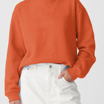 Orange Plain Drop Shoulder Crewneck Pullover Sweatshirt