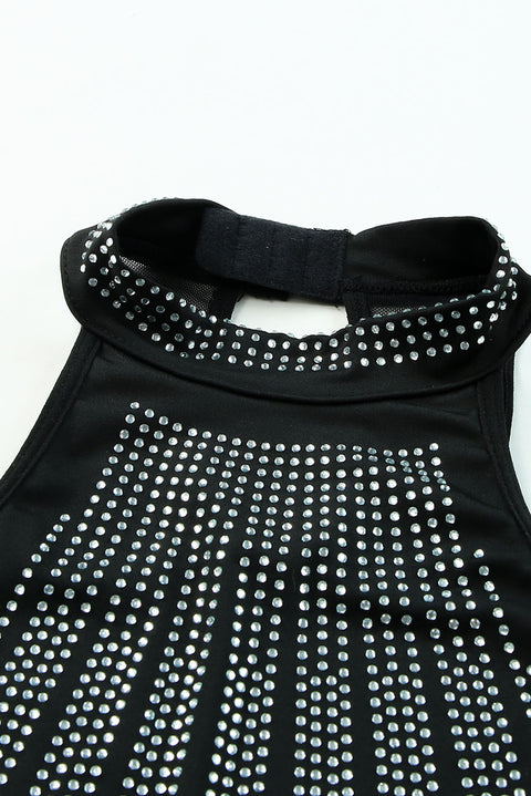 High Neck Sleeveless Diamante Bodysuit